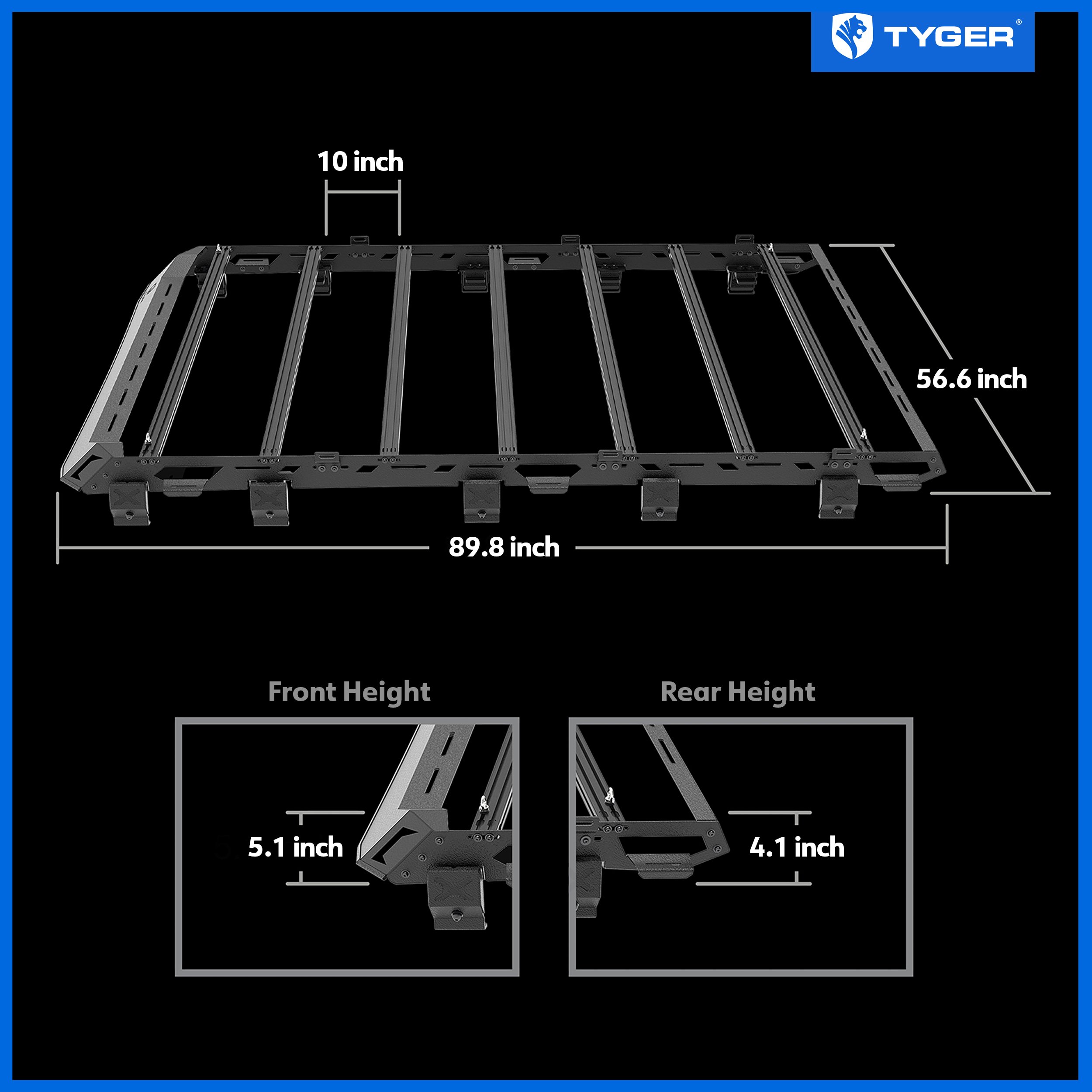 Roof Cargo Carrier Storage Rack Fits 2018-2025 Jeep Wrangler JLU 4 Dr | Color Inserts | TG-RR1J33558