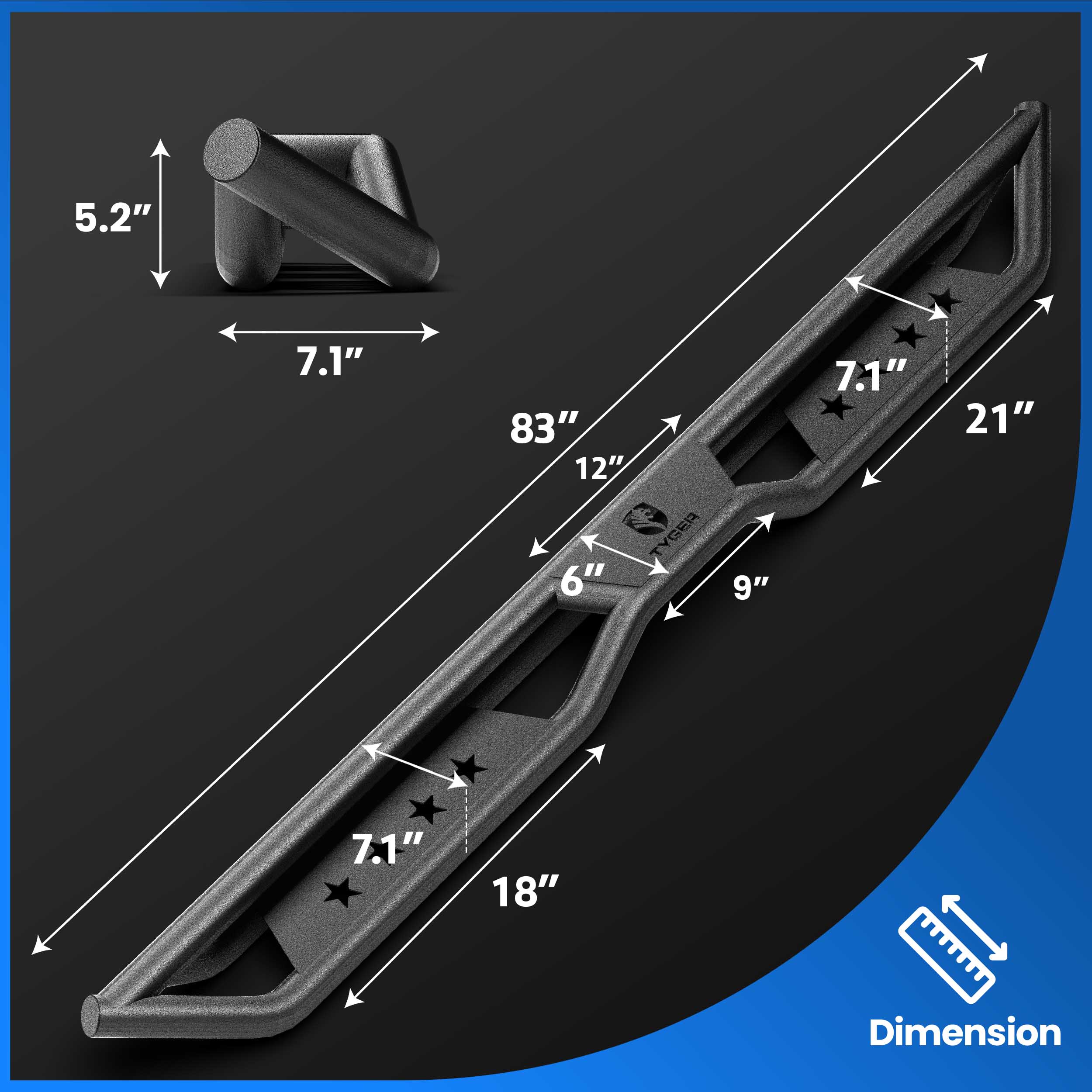 TYGER Star Strider fit 2005-2023 Toyota Tacoma | Double Cab