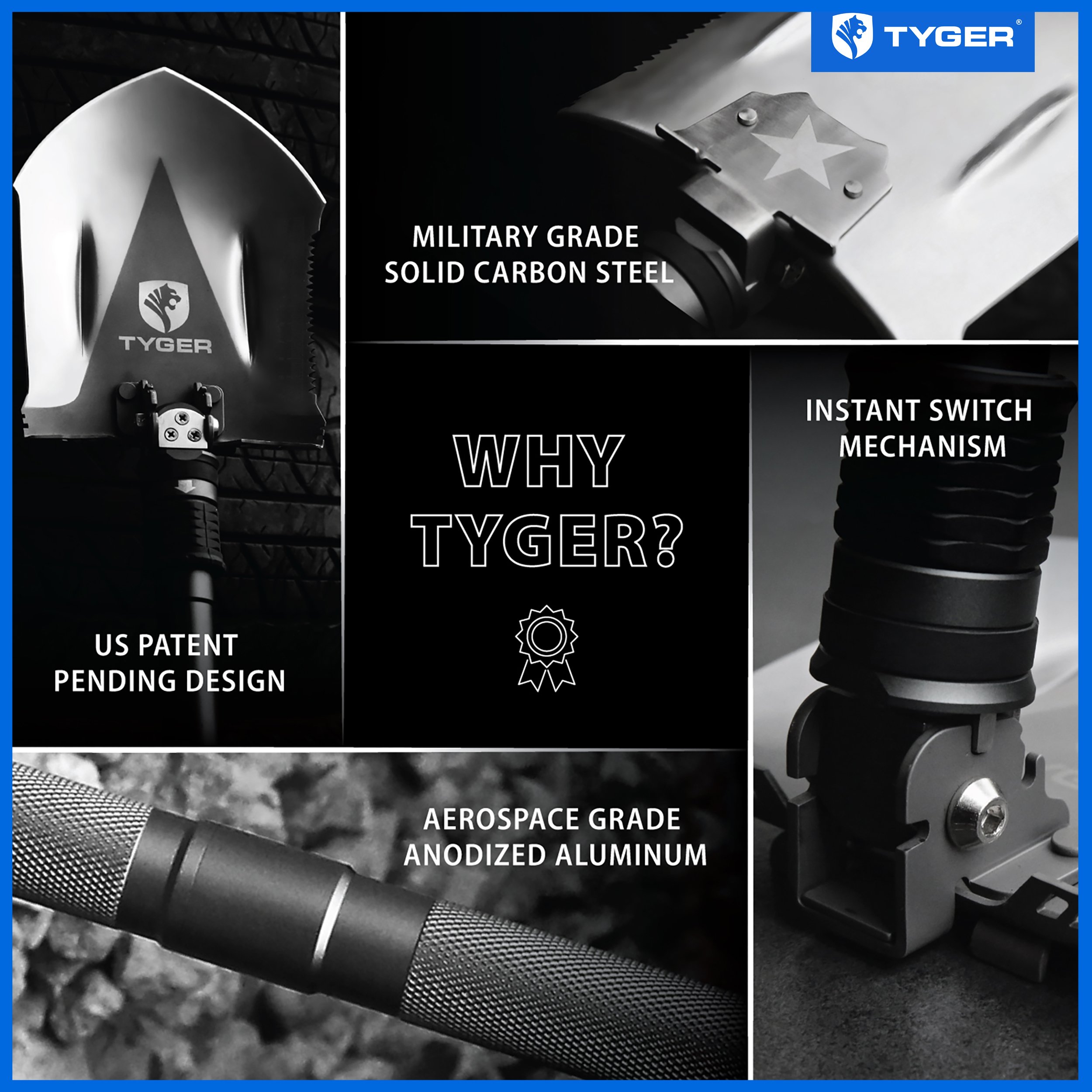 16-in-1 Multifunctional Shovel for Off-Roading, Camping, Outdoor, Survival and Emergency TG-SV8U3217