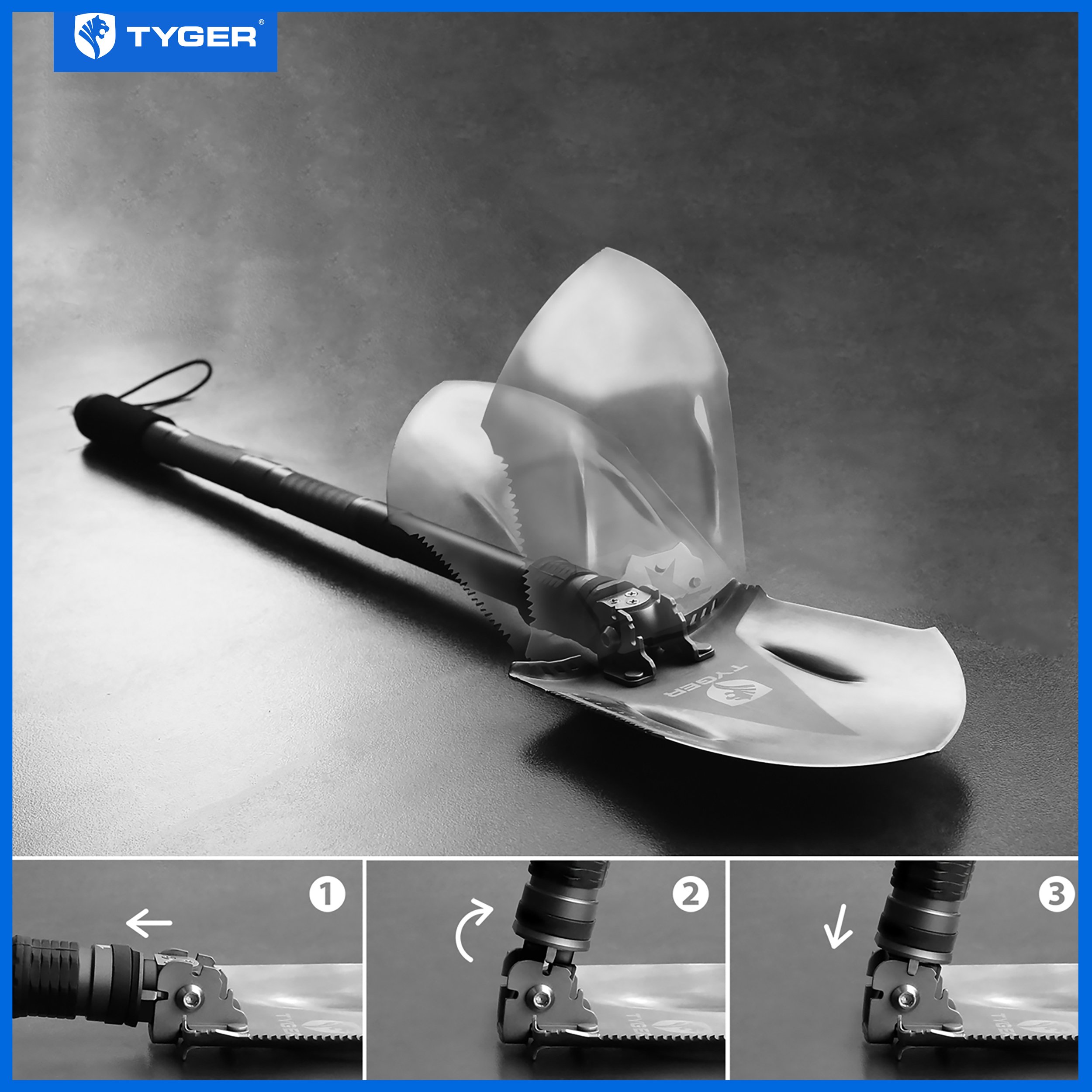 16-in-1 Multifunctional Shovel for Off-Roading, Camping, Outdoor, Survival and Emergency TG-SV8U3217