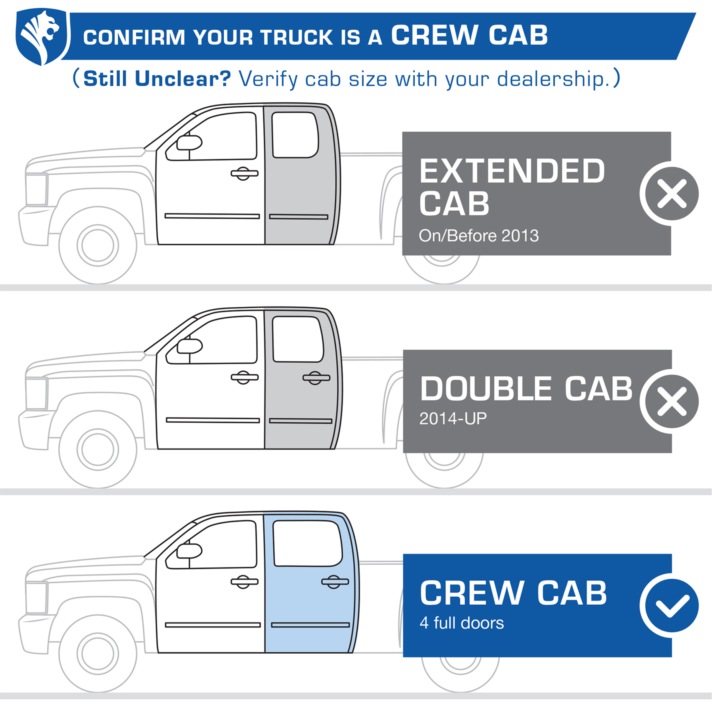 Tyger Trax fit 2019-2025 Chevy Silverado GMC Sierra 1500; 2020-2025 2500 3500HD | Crew Cab